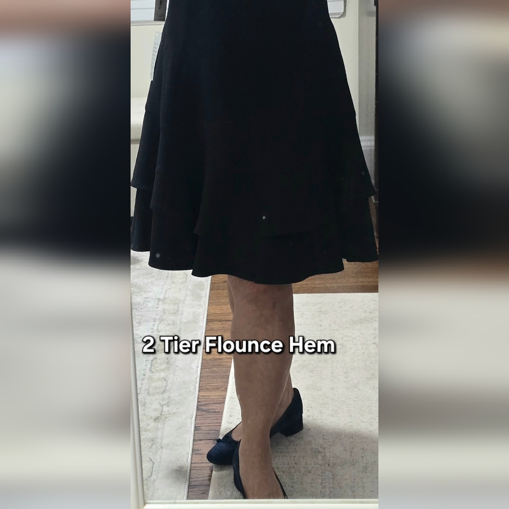 Eliza J Black Ruffle Dress, NEW w Tags! Size 12P 14P - Picture 7 of 11